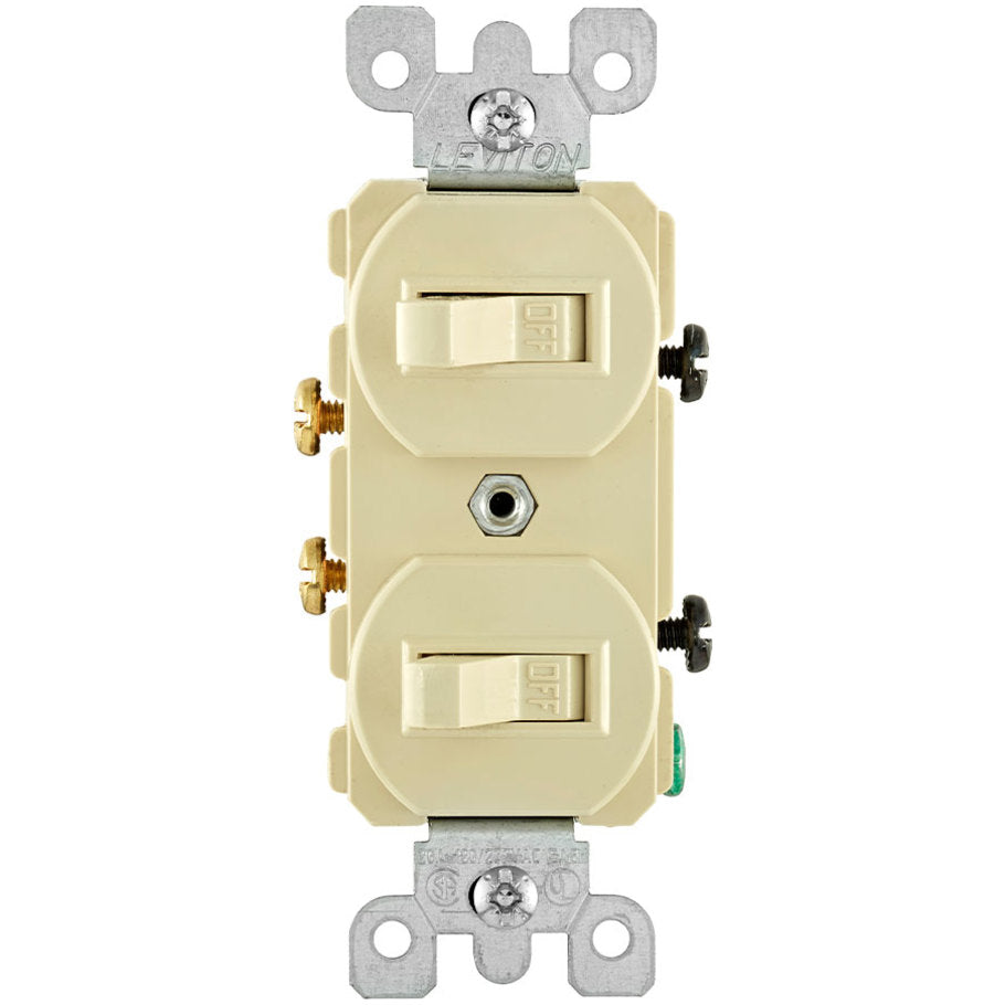 Duplex Style 1-Pole/1-Pole Combination Switch, 20A, 120/277V, Ivory