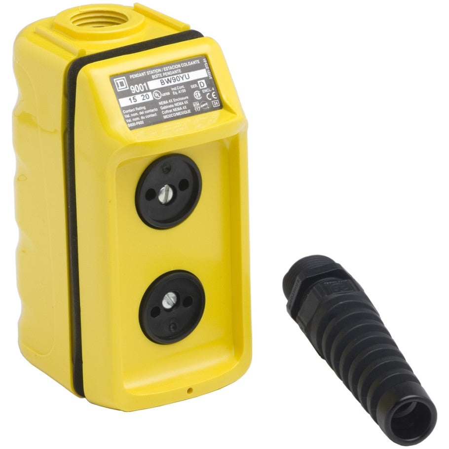 Harmony Pendant Station, Polycarbonate/PET Polyester Blend, 5A, 600V ac, Yellow, 8.82 H x 2.19 W x 2.94 D in.