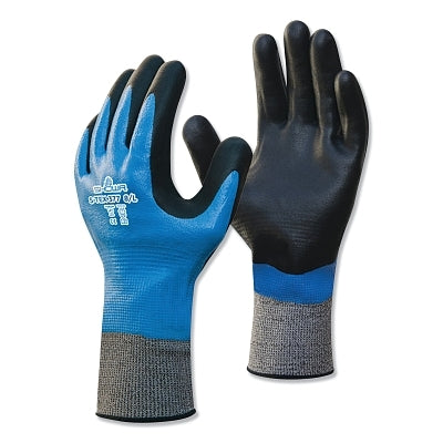 Nitrile, Cut Resistant Gloves, Size L, 4 ANSI/ISEA Cut Level, Black, Blue