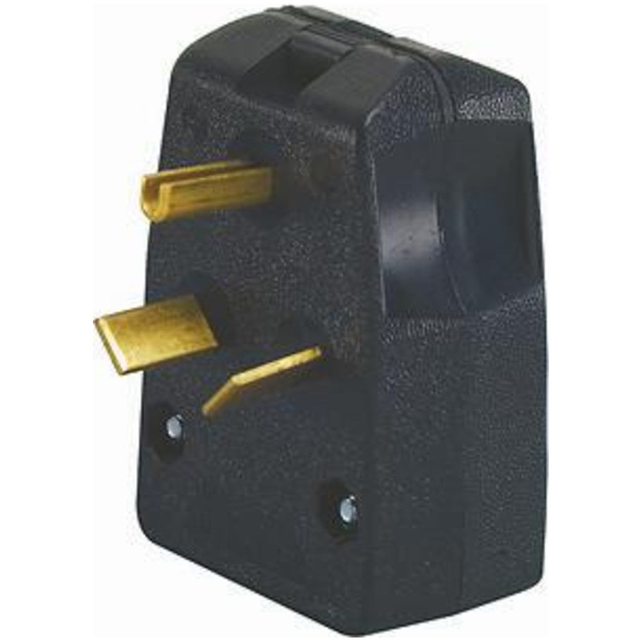30/50 Amp, 125/250 Volt, NEMA 10-30P/10-50P, 3P, 3W, Plug, Straight Blade, Commercial Grade, Angle, Non-Grounding - Black