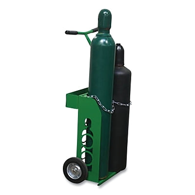 Cylinder Box Cart, for Oxygen and Acetylene, 8 in D x 12.75 in W x 32.75 in H, 6 in Semi-Pneumatic Tires