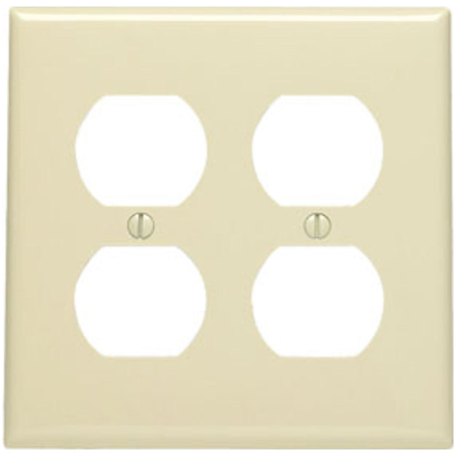 Wall Plate, Duplex Receptacle, 2-Gang, Device Mount, Thermoplastic Nylon, Ivory
