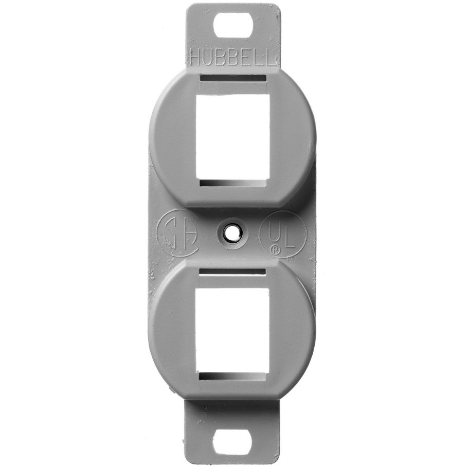 Hubbell Outlet Frame Duplex 106, 2-Port, Flush Mount, Gray