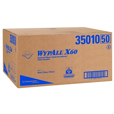 WypAll X60 Professional Towels, White, 20 in W x 43.7 in L, Flat Sheet, 100 Sheets per Pack/3 Packs per Box