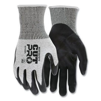 CutPro 92754BP 13-ga HyperMax PU Coated Gloves, Bi-Polymer, Medium, Salt-and-Pepper/Black