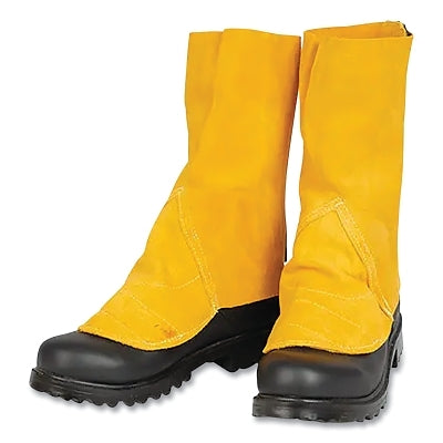 Side Split Cowhide Shoe Spats, 530CL, Premium, Mid-Calf 14 in H, Hook-and-Loop 14 in L, One Size, Bourbon Brown