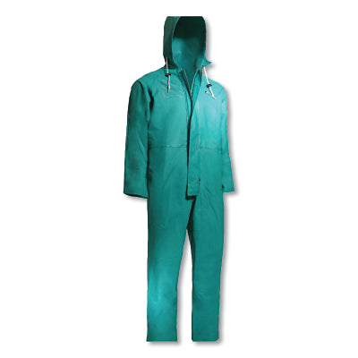 Chemtex Coverall with Attached Hood, Chemical Resistant, Green, Medium
