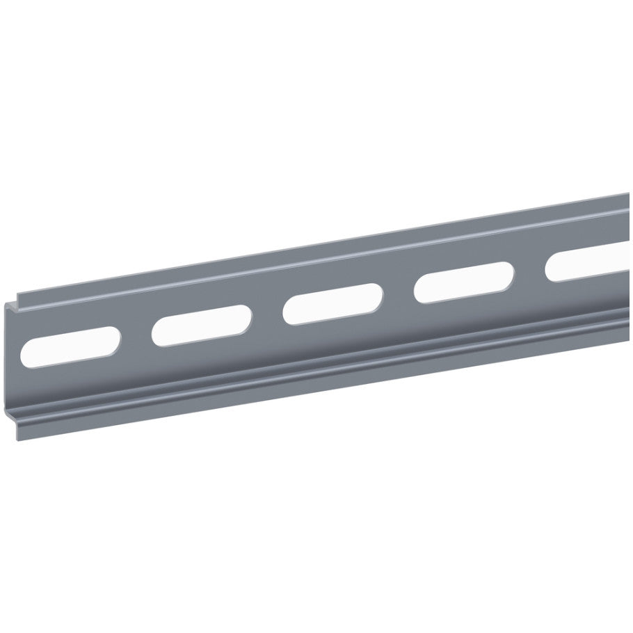One Symmetric Mounting Rail, Perforated, Galvanized Steel, 7.5 mm Deep