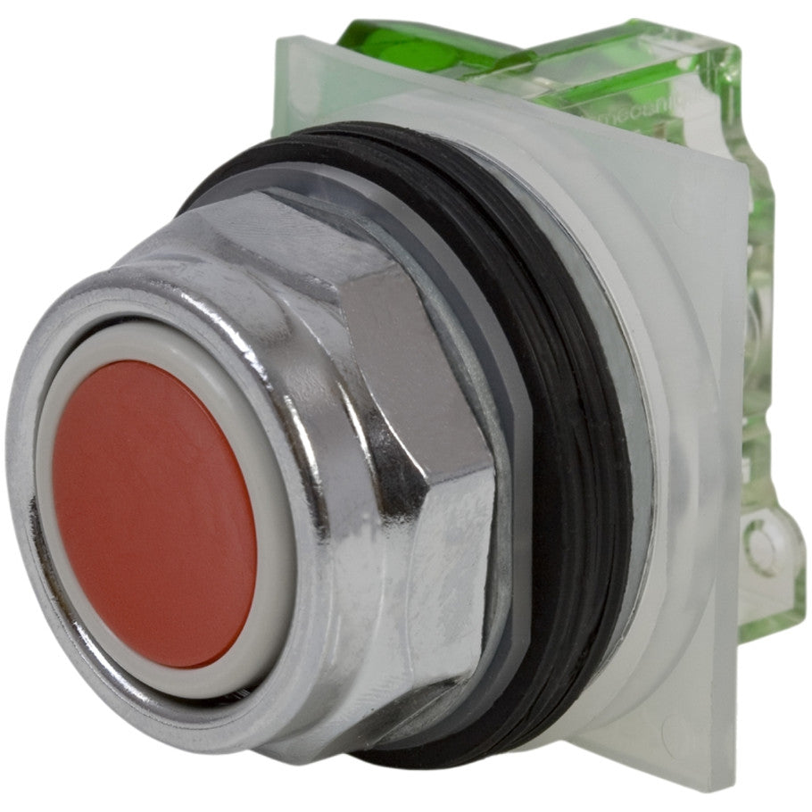 Push-button, Harmony 9001K, metal, flush, red, 30mm, spring return, 1 NO