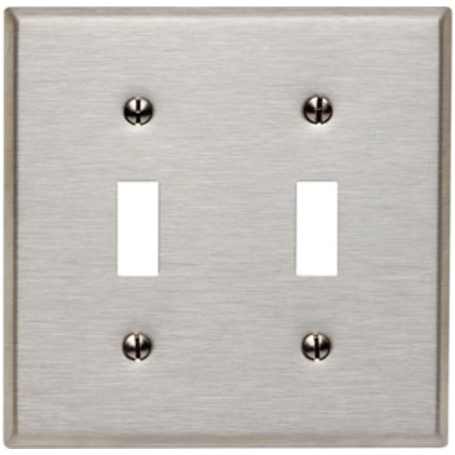 2-Gang Toggle Switch Wallplate, Standard Size, Magnetic Stainless Steel