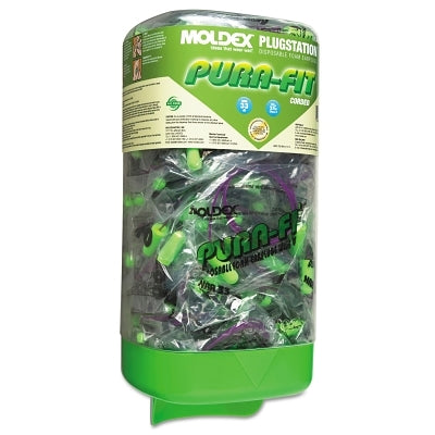 PlugStation Earplug Dispenser, Disposable Plastic Bottle, Foam Earplugs, Bright Green, Pura-Fit