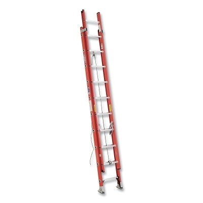 Fiberglass D-Rung Extension Ladder, D6220-2, Type IA, 20 ft L, 19 in W, 300 lb Load Capacity, Orange