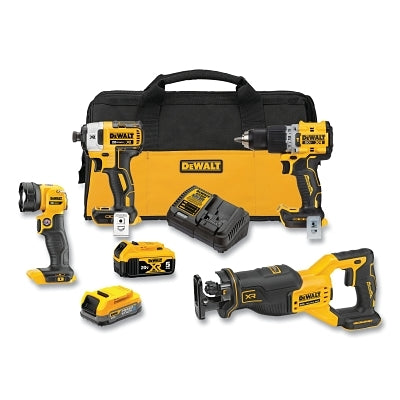 20V MAX* XR Brushless 4-Tool Combo Kit with POWERSTACK Battery, 20 V, 3250 RPM