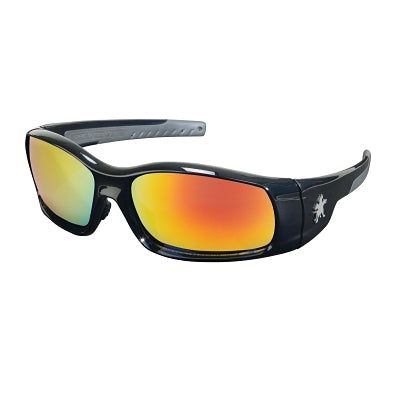 Swagger SR1 Series Safety Glasses, Fire Mirror Lens, Duramass Hard Coat, Black Frame