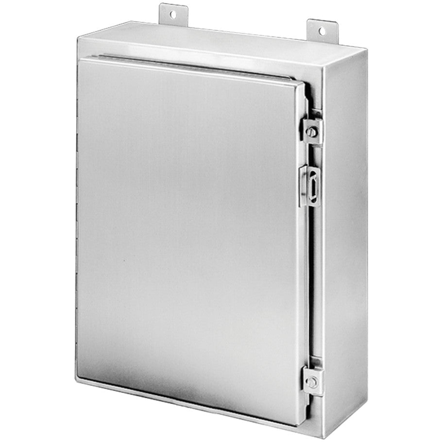 Type 4X Enclosure, Type 316L Stainless Steel, Continuous Hinge Cover with Clamps, 24 H x 20 W x 10 in. D