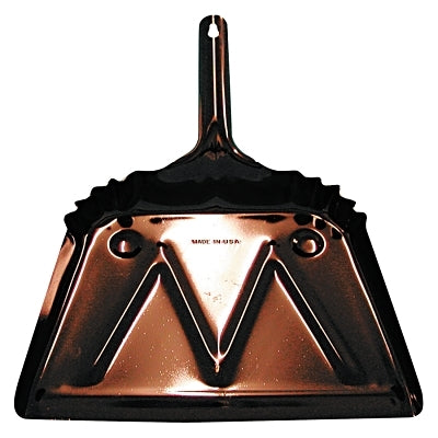 Dust Pan, 12 in, 20 Gauge Steel, Black