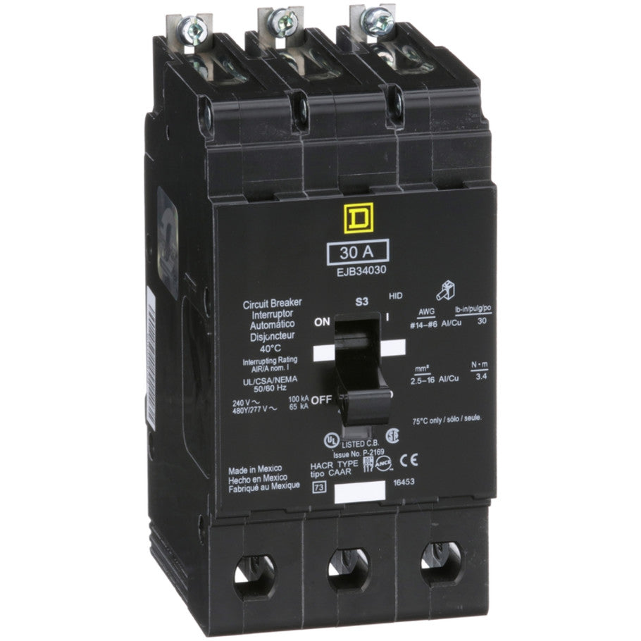 Mini circuit breaker, E-Frame, 30A, 3 pole, 480Y/277VAC, 100kA max, bolt on  TAA