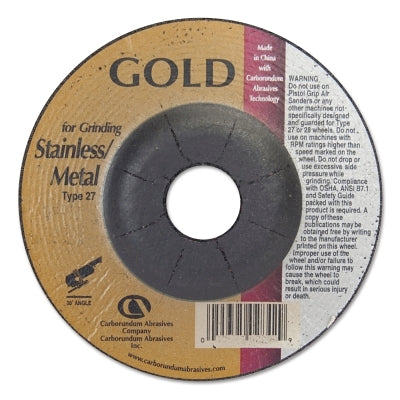 Gold Aluminum Oxide, Type 27, 6 in Diameter, 1/4 in Thick, 24 Grit