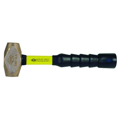 Classic Nuplaglas Non-Sparking Brass Hammer, 1.5 lb Head, 12 in Fiberglass Handle, Super Grip