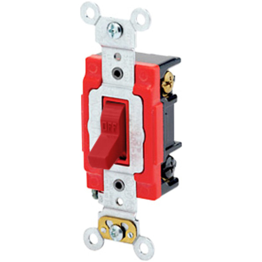 Extra Heavy Duty Industrial 3-Way Toggle AC Quiet Switch, 20A, Red