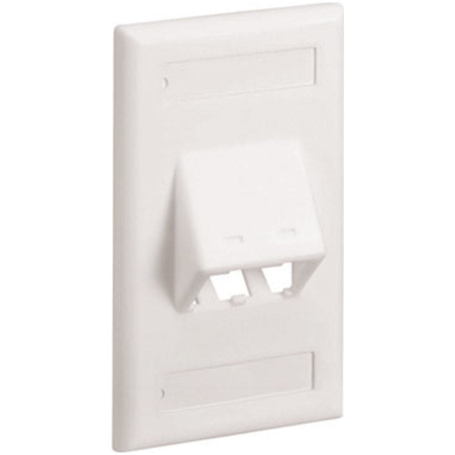 Mini-Com Classic Series Sloped Faceplates With Labels/Label Cover, 2-Port, Off White