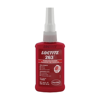 263 High Strength Red Threadlocker, 50 mL, 1 in Thread, Red