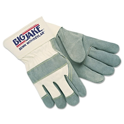 Big Jake Premium A+ Side Split Leather Work Gloves, 1700, Canvas/Jersey Lining, Single Palm, 2.75 in Cuff, 2.75 in Cuff, Sm