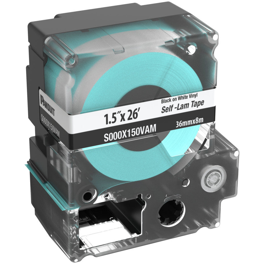 PXE S000X150VAM MP Printer Cont. Self-Lam Cassette, Vinyl, Black, 1.5"W