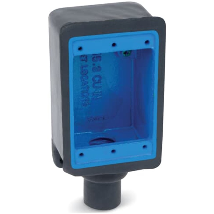 Ocal-Blue Double-Coat PVC FS Series Device Box, Iron, 1-Gang, Dead-End / 3/4 in. Hub, Gray