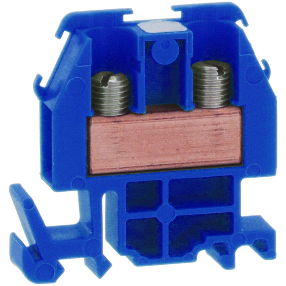Terminal block, Linergy, box lug connector, blue colored block, 60A, 600V
