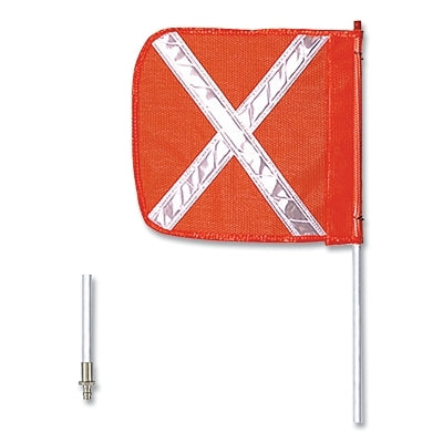 General Purpose Safety Whip, 12 in x 11 in Org Flag w/Refl Wh X, Male SS QD, Non-Lighted, 8 ft Whip