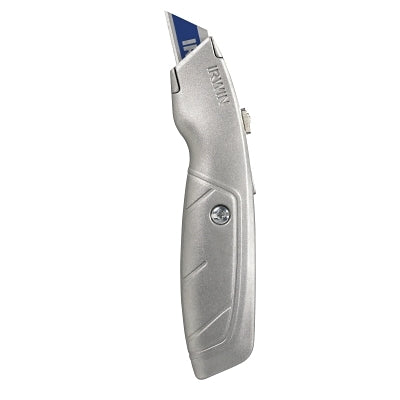 Standard Retractable Knife, 8-3/4 in, Trapezoid Bi-Metal Blade, Aluminum, Silver