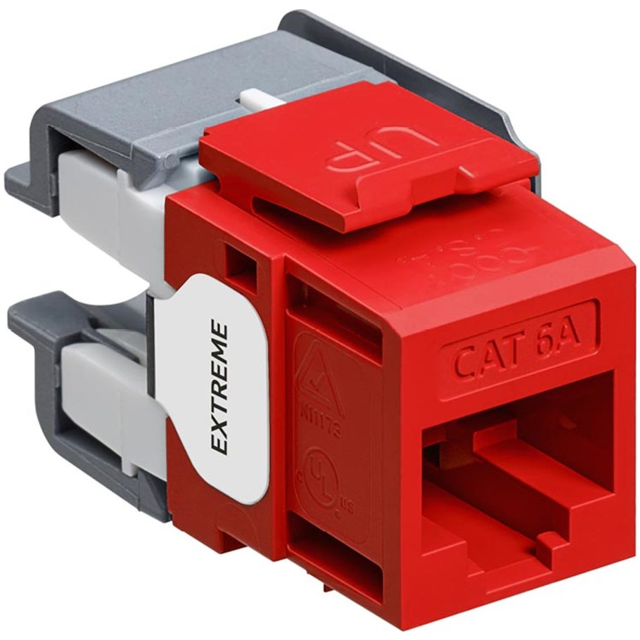 QuickPort eXtreme Cat 6A Channel-Rated Connector. Crimson