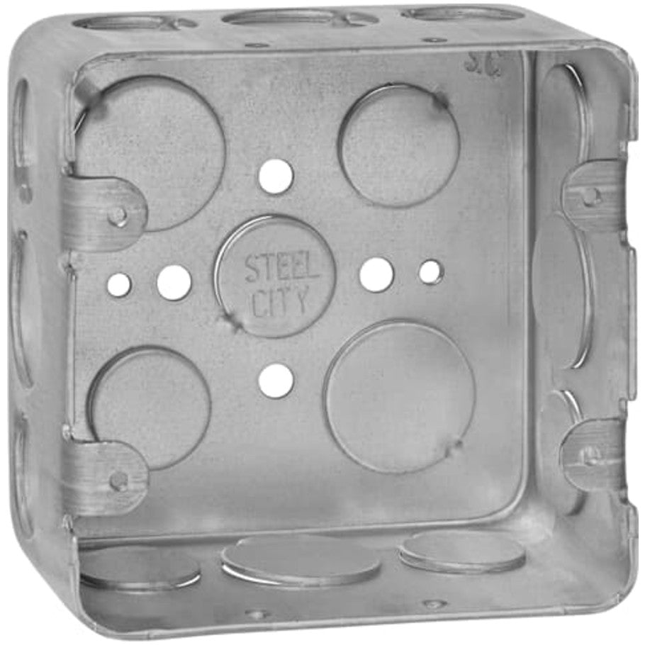 4 in. Square Two-Device Box with 1/2 and 3/4 E Knockouts