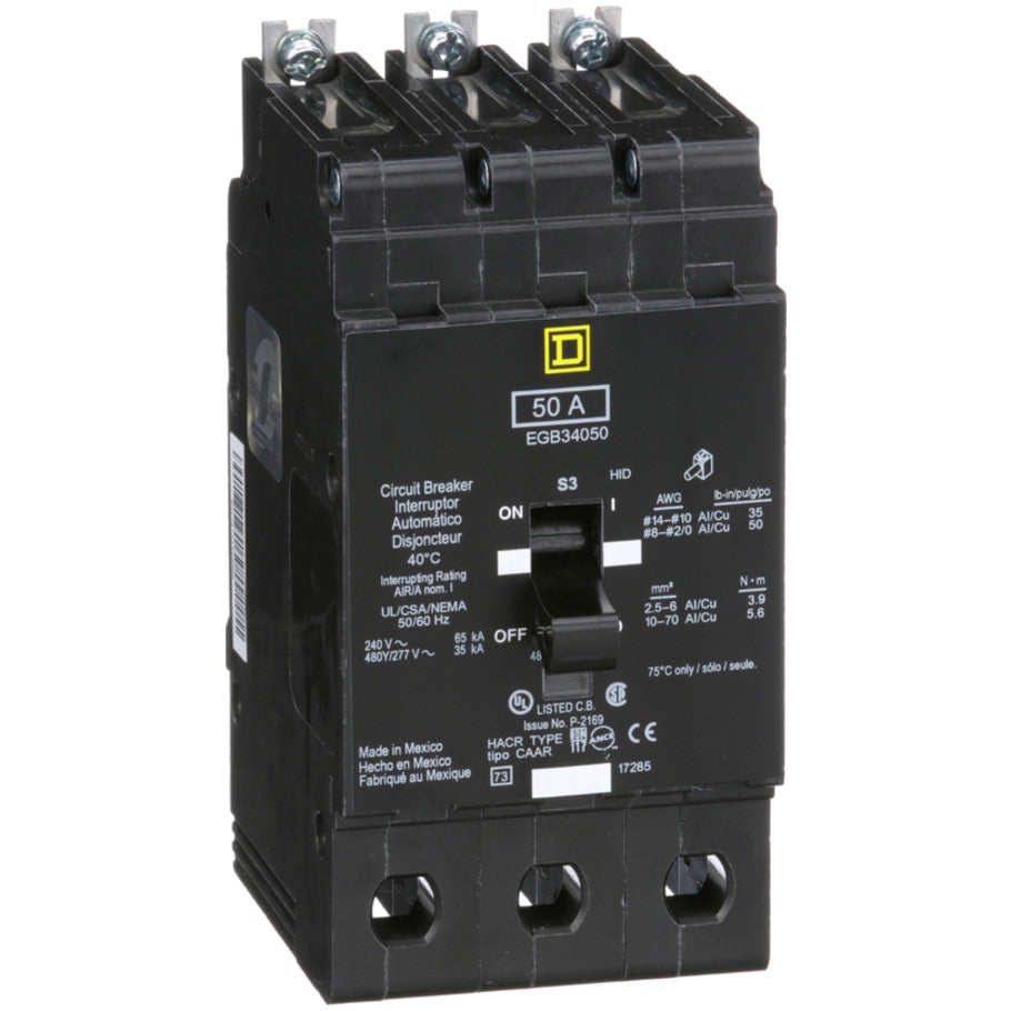 Mini circuit breaker, E-Frame, 50A, 3 pole, 480Y/277VAC, 65kA max, bolt on  TAA