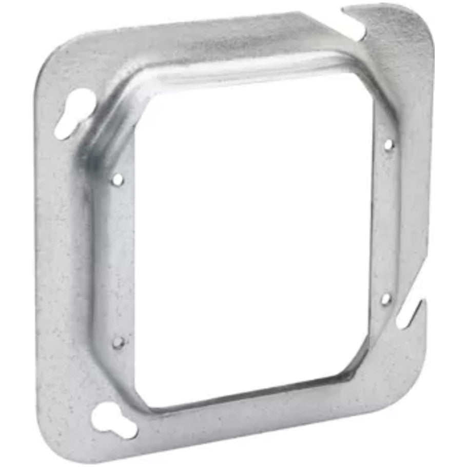 4-11/16 in. Square Cover, Steel, 2-Device, 1/4 in. Raised