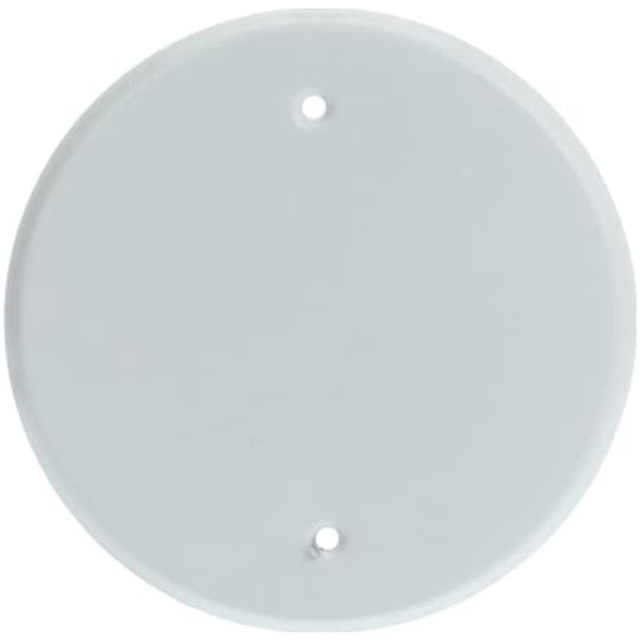White Round Flat Blank Cover with Mounting Holes 3-1/2 in. On Center