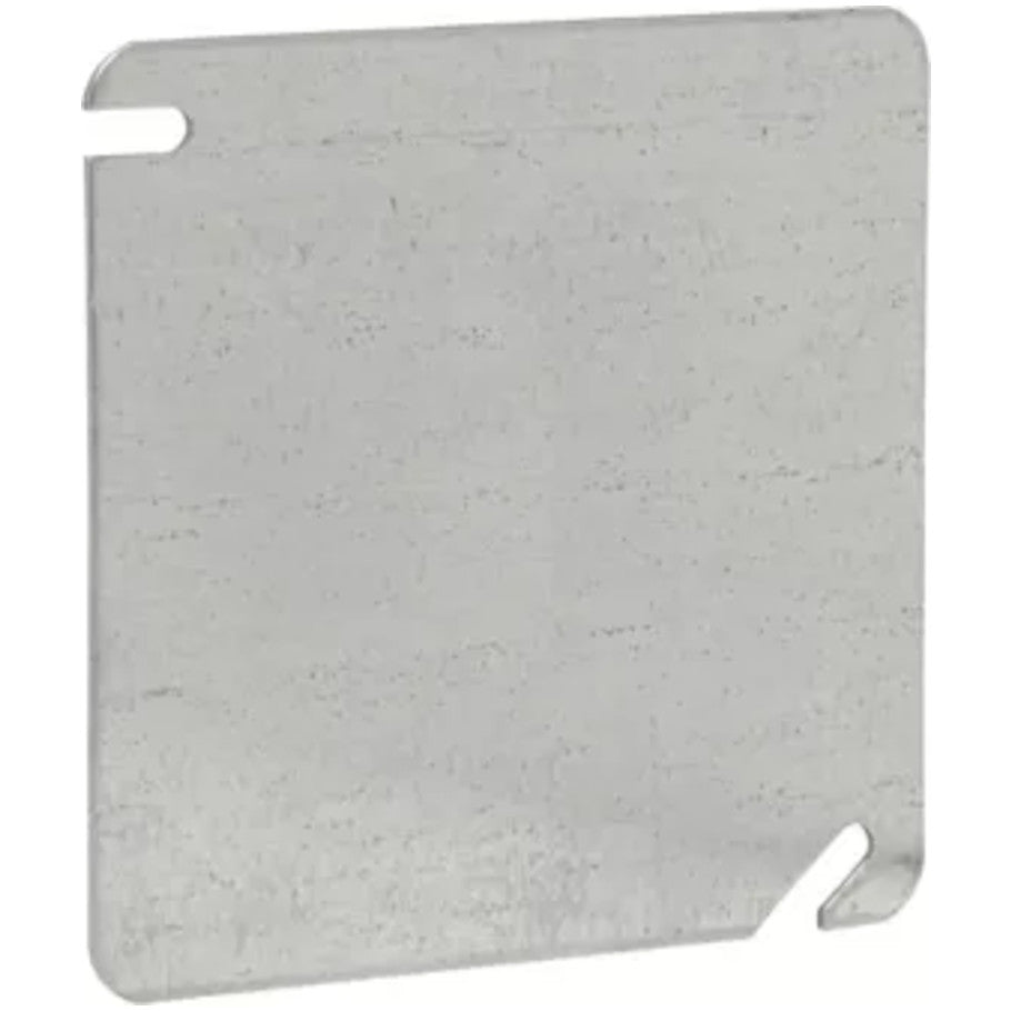 4 in. Square Box Cover, Steel, UL Listed, Flat, Blank