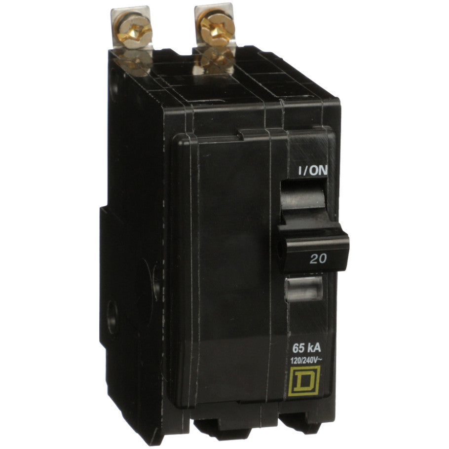 QO Circuit Breaker, 20 A, 120/240 V, 2-Pole, Bolt-On Mount, 65 kA