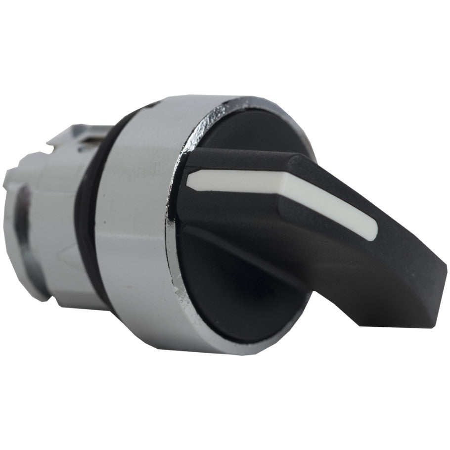 Head for selector switch, Harmony XB4, metal, black, 22mm, long handle, 2 positions, stay put