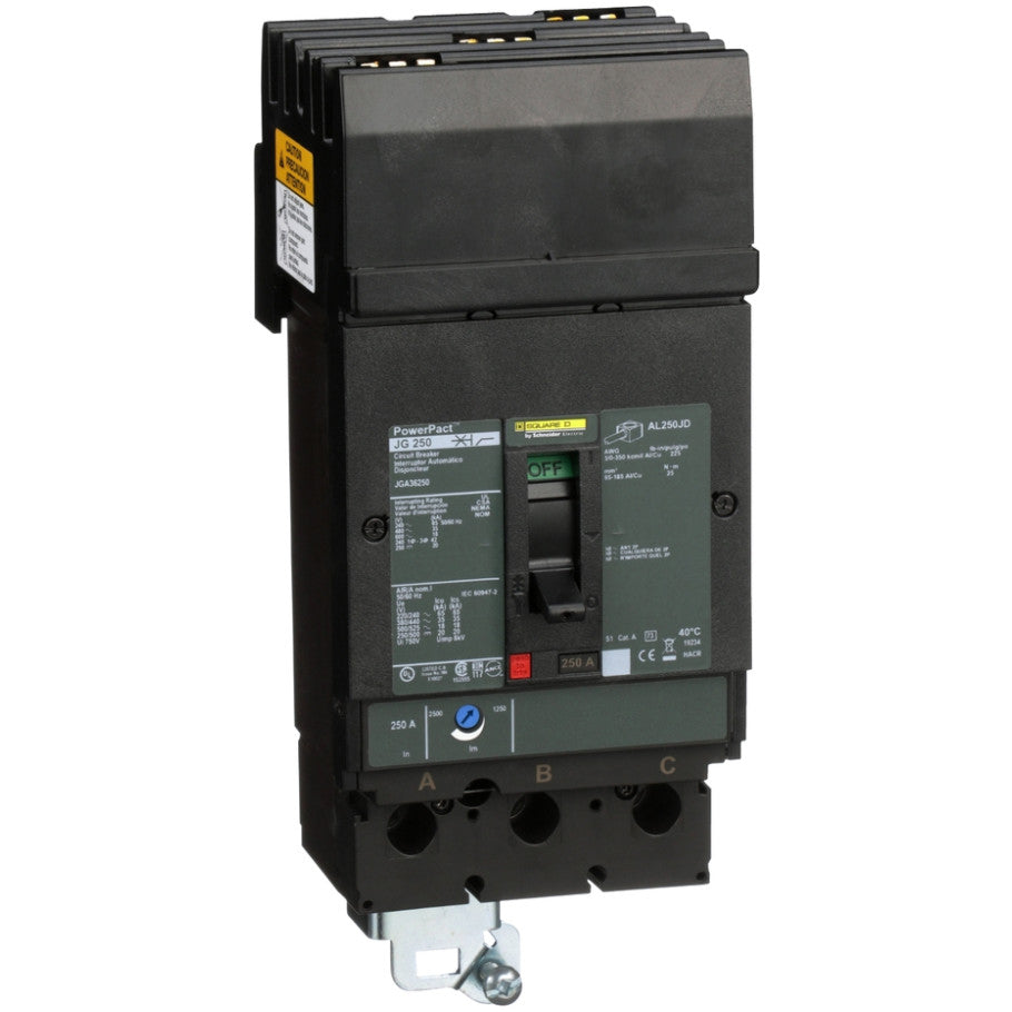 PowerPact I-Line Circuit Breaker, Thermal Magnetic, J-Frame, 250A, 3-Pole, 600V, 18kA