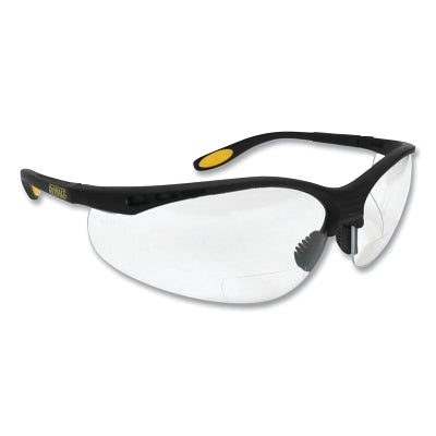 Reinforcer RX Bi-Focal Safety Glasses, Clear Lens, Polycarbonate, Hard Coat, Black Frame, +1.5