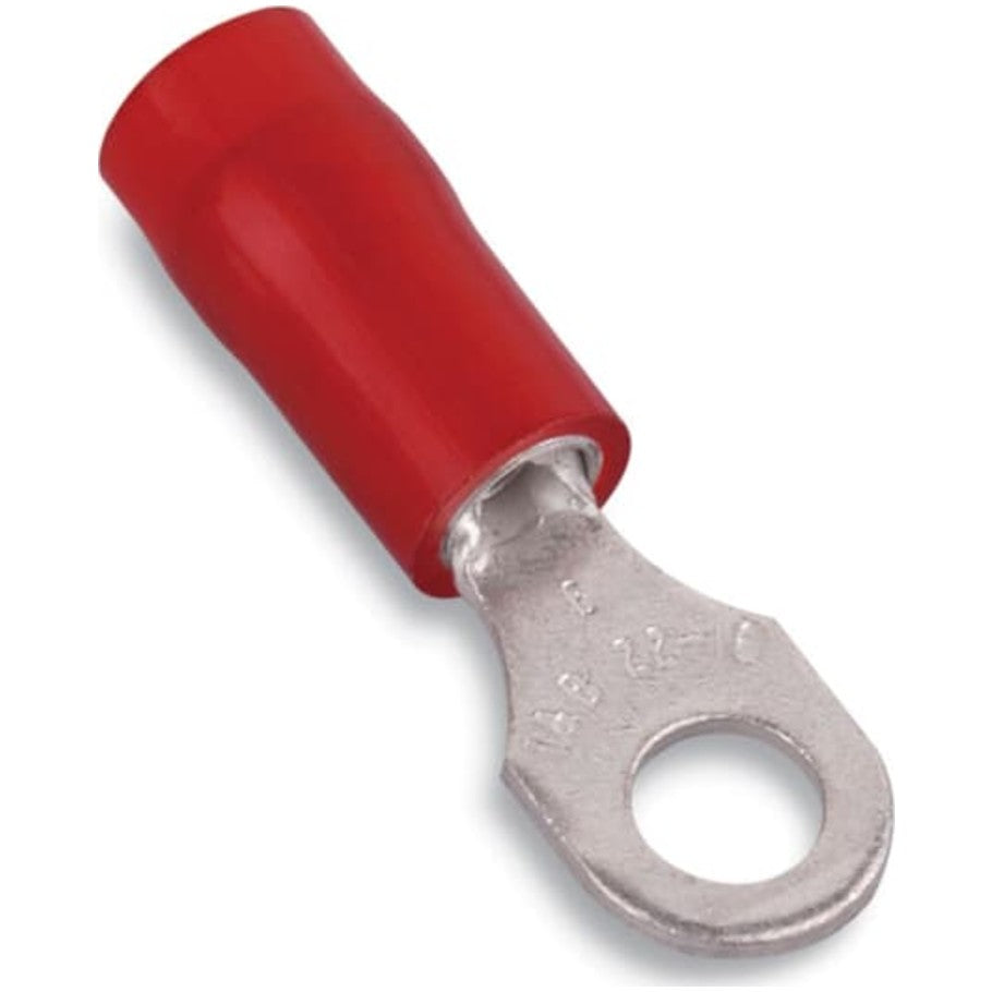 Sta-Kon Nylon-Insulated Ring Terminal, 22 to 16 AWG,  6, Red, 1000 PK