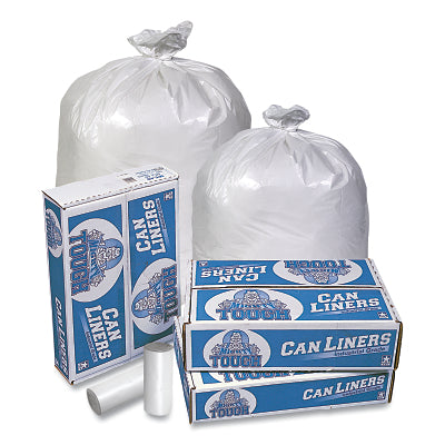 Mighty Tough Trash Liner, 12 to 16 gal, 0.45 mil, 24 in W x 32 in H, White