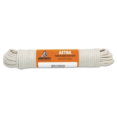 Interlocked Sash Cord, 3,100 lb Capacity, 100 ft, Cotton, White