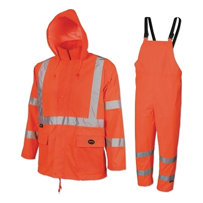5618U/5619U 2-Piece HV 150D Oxford Poly/PVC Waterproof Suit, Medium, Orange