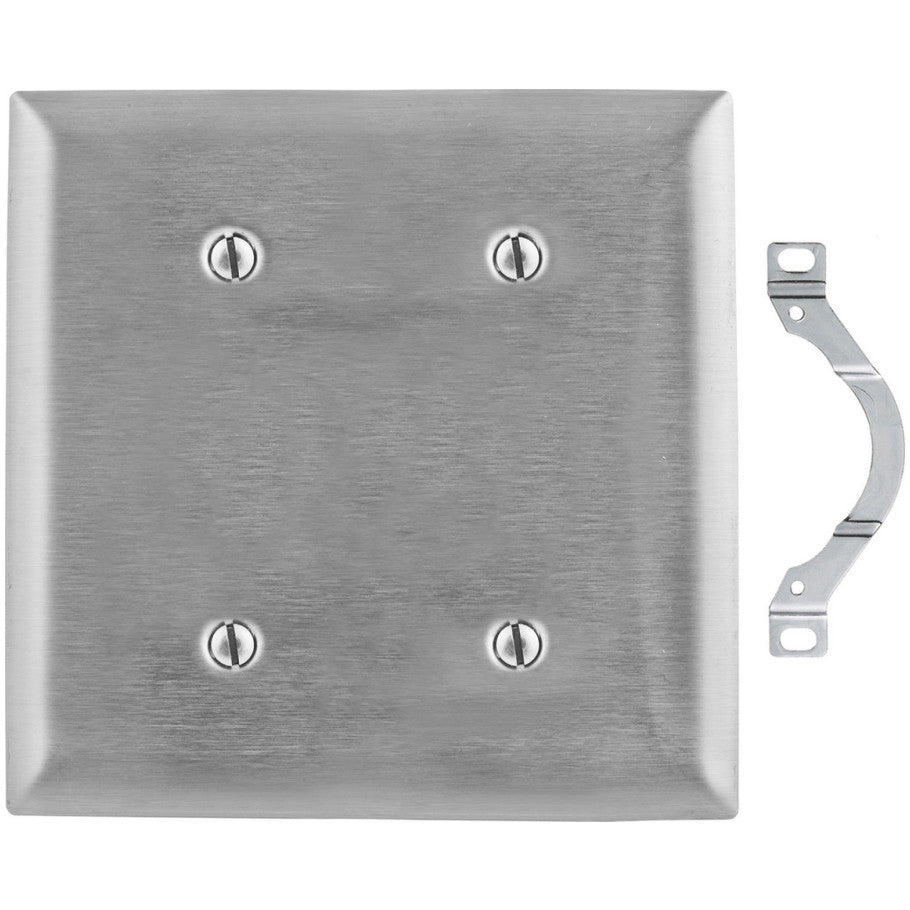 2 Gang Blank Strap Mount Stainless Steel Wall Plate