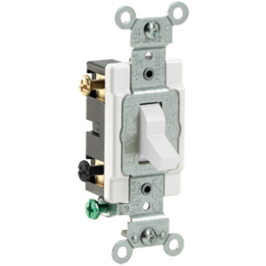 Toggle AC Quiet Switch, 2-Pole, 20A, 120/277V, Side Wired, White