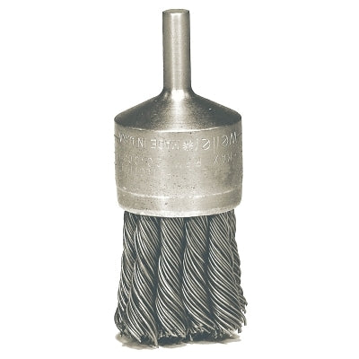 Knot Wire End Brush, Steel Bristles, 1-1/8 in Brush dia x 0.014 in Wire, 22000 RPM, 1 EA/EA