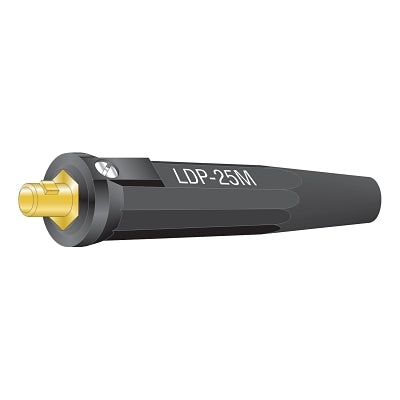 Small International DINSE Type Machine Plug, Single Oval-Point Screw Connection, 8 to 4 Cable Cap, Black
